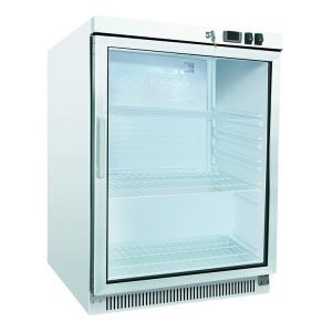 Gastro-Inox wit stalen koeling 200 liter met glasdeur, statisch gekoeld