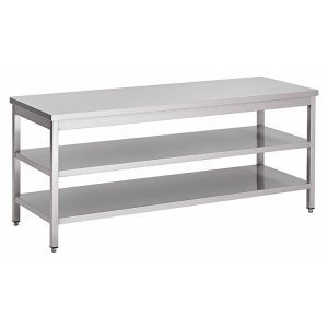 Gastro-Inox RVS werktafel met dubbel onderblad, 1000(l)x700(d)x880(h)mm