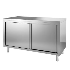 Gastro-Inox RVS werkbank 1000(l)x600(d)x880(h)mm met schuifdeuren