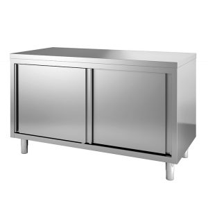 Gastro-Inox RVS werkbank 1300(l)x600(d)x880(h)mm met schuifdeuren