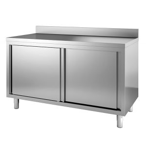 Gastro-Inox RVS werkbank 1900(l)x700(d)x880(h)mm met schuifdeuren en achteropstand