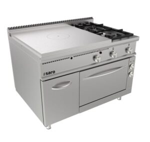 Fornuis gas doorkookplaat - 2 branders -elektrische oven -400V