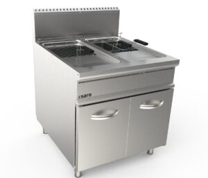Gasfriteuse - 2 x 22 Liter - onderstel met deuren - 3 manden inclusief - model LQ / FLG2V22