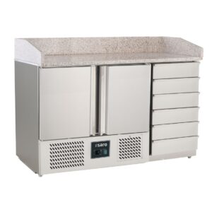 Pizza Werkbank - koelwerkbank 2 deuren - 6 lades - graniet blad - 142 cm breed - Model PZ9001 PRO