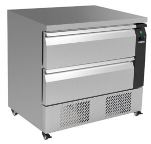 Koelkast RVS - koelwerkbank met 2 laden - 123 cm breed - Model DRAW 3SK
