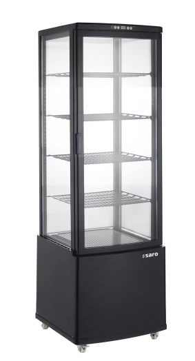 SARO Koelvitrine - 4 roosters - LED - wielen - 171 cm hoog - Model PHIL, zwart