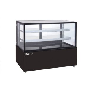 Saro Taartvitrine 510L - schuifdeur - wielen - Led- 2 planken - 151 cm breed - Zwart - model VANESSA