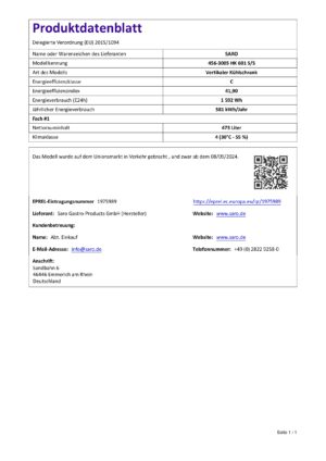 Koelkast RVS - hoog model - HK601 S/S