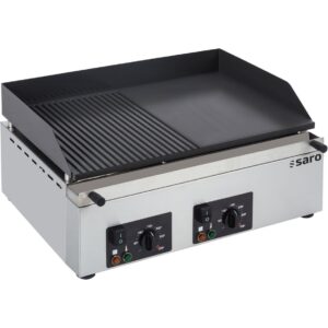 Elektrische grillplaat - gegroefd+glad - 400V - 2 zones - model GPK 610