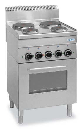 SARO elektrisch fornuis - 4platen - grill - heteluchtoven - 400V - 60 cm breed - model E4F6