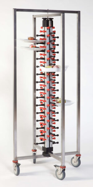Bordenrek - Bordstapelaar Plate-Mate - inklapbaar - wielen - 60 borden -Model PM 60 INKLAPBAAR
